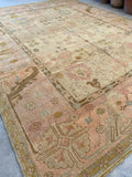 9’9 x 11'2 Antique Turkish Oushak rug #1821 / 10x11 Vintage Rug - Blue Parakeet Rugs