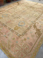 9’9 x 11'2 Antique Turkish Oushak rug #1821 / 10x11 Vintage Rug - Blue Parakeet Rugs