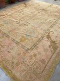 9’9 x 11'2 Antique Turkish Oushak rug #1821 / 10x11 Vintage Rug - Blue Parakeet Rugs