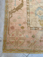 9’9 x 11'2 Antique Turkish Oushak rug #1821 / 10x11 Vintage Rug - Blue Parakeet Rugs