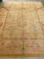 9’9 x 11'2 Antique Turkish Oushak rug #1821 / 10x11 Vintage Rug - Blue Parakeet Rugs