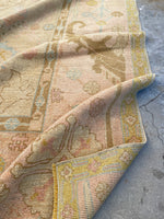 9’9 x 11'2 Antique Turkish Oushak rug #1821 / 10x11 Vintage Rug - Blue Parakeet Rugs