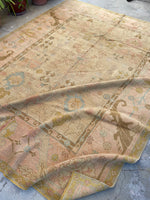 9’9 x 11'2 Antique Turkish Oushak rug #1821 / 10x11 Vintage Rug - Blue Parakeet Rugs