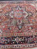 9'1 x 11'8 Antique Persian Heriz rug #1673ML - Blue Parakeet Rugs