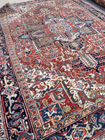 9'1 x 11'8 Antique Persian Heriz rug #1673ML - Blue Parakeet Rugs