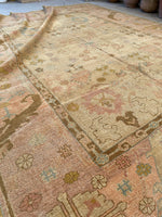 9’9 x 11'2 Antique Turkish Oushak rug #1821 / 10x11 Vintage Rug - Blue Parakeet Rugs