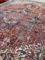 9'1 x 11'8 Antique Persian Heriz rug #1673ML - Blue Parakeet Rugs