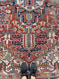 9'1 x 11'8 Antique Persian Heriz rug #1673ML - Blue Parakeet Rugs