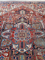 9'1 x 11'8 Antique Persian Heriz rug #1673ML - Blue Parakeet Rugs