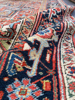 9'1 x 11'8 Antique Persian Heriz rug #1673ML - Blue Parakeet Rugs