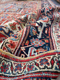 9'1 x 11'8 Antique Persian Heriz rug #1673ML - Blue Parakeet Rugs