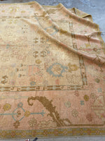 9’9 x 11'2 Antique Turkish Oushak rug #1821 / 10x11 Vintage Rug - Blue Parakeet Rugs