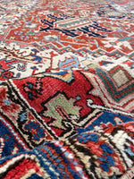 9'1 x 11'8 Antique Persian Heriz rug #1673ML - Blue Parakeet Rugs
