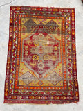 3'3 x 4'8 Antique Turkish rug #2499 / Small Turkish Rug - Blue Parakeet Rugs