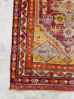 3'3 x 4'8 Antique Turkish rug #2499 / Small Turkish Rug - Blue Parakeet Rugs