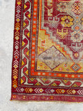 3'3 x 4'8 Antique Turkish rug #2499 / Small Turkish Rug - Blue Parakeet Rugs