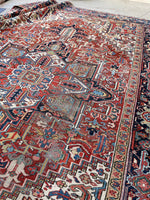9'1 x 11'8 Antique Persian Heriz rug #1673ML - Blue Parakeet Rugs