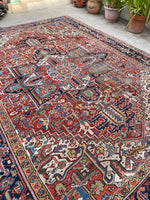 9'1 x 11'8 Antique Persian Heriz rug #1673ML - Blue Parakeet Rugs