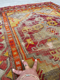 3'3 x 4'8 Antique Turkish rug #2499 / Small Turkish Rug - Blue Parakeet Rugs