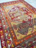 3'3 x 4'8 Antique Turkish rug #2499 / Small Turkish Rug - Blue Parakeet Rugs