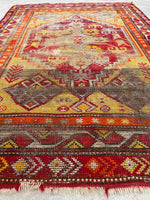 3'3 x 4'8 Antique Turkish rug #2499 / Small Turkish Rug - Blue Parakeet Rugs