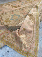 9’9 x 11'2 Antique Turkish Oushak rug #1821 / 10x11 Vintage Rug - Blue Parakeet Rugs