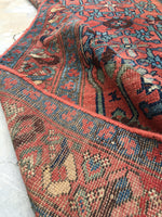 3'5 x 13'4 Antique 19th Century Runner #608 / 13 foot runner - Blue Parakeet Rugs