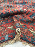 3'5 x 13'4 Antique 19th Century Runner #608 / 13 foot runner - Blue Parakeet Rugs