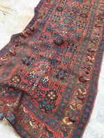 3'5 x 13'4 Antique 19th Century Runner #608 / 13 foot runner - Blue Parakeet Rugs