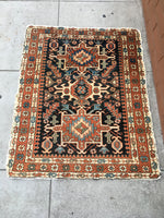 3'4 x 4'2 Minky Midnight Blue Heriz - Blue Parakeet Rugs