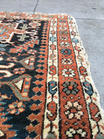 3'4 x 4'2 Minky Midnight Blue Heriz - Blue Parakeet Rugs