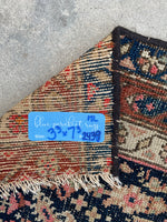 3'3 x 7'3 Antique Worn Persian rug #2439ML / 3x7 Vintage Persian rug - Blue Parakeet Rugs