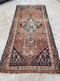 3'3 x 7'3 Antique Worn Persian rug #2439ML / 3x7 Vintage Persian rug - Blue Parakeet Rugs