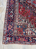 6’8 x 9’6 Antique 1920s tribal Heriz wool rug #1824 / large vintage rug / 7x10 Vintage Rug - Blue Parakeet Rugs