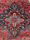 6’8 x 9’6 Antique 1920s tribal Heriz wool rug #1824 / large vintage rug / 7x10 Vintage Rug - Blue Parakeet Rugs