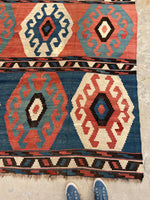 8'4 x 12'10 Antique flat weave Kilim #2324ML - Blue Parakeet Rugs