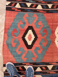 8'4 x 12'10 Antique flat weave Kilim #2324ML - Blue Parakeet Rugs