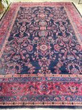 10'8 x 13'6 Navy blue antique Turkish Sparta rug #2153 / 11x14 Vintage Rug - Blue Parakeet Rugs