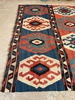 8'4 x 12'10 Antique flat weave Kilim #2324ML - Blue Parakeet Rugs