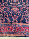 10'8 x 13'6 Navy blue antique Turkish Sparta rug #2153 / 11x14 Vintage Rug - Blue Parakeet Rugs