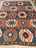 8'4 x 12'10 Antique flat weave Kilim #2324ML - Blue Parakeet Rugs