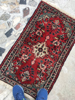 2'2 x 3'1 Persian Sarouk Mat Rug - Blue Parakeet Rugs