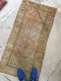 2'1 x 4'3 Antique Turkish Rug Mat / Neutral vintage rug (#619) - Blue Parakeet Rugs