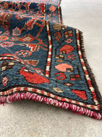 2'7 x 9'7 Antique skinny Malayer runner #2154 / 3x10 Vintage Runner - Blue Parakeet Rugs