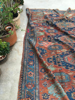 7'9 x 8'7 Antique Soumak Flatweave Rug - Blue Parakeet Rugs
