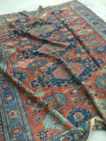 7'9 x 8'7 Antique Soumak Flatweave Rug - Blue Parakeet Rugs