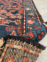 2'7 x 9'7 Antique skinny Malayer runner #2154 / 3x10 Vintage Runner - Blue Parakeet Rugs