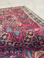 1'11 x 2'9 Antique Floral Berry Malayer Rug #2681 / 2x3 vintage rug - Blue Parakeet Rugs