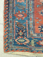 7'9 x 8'7 Antique Soumak Flatweave Rug - Blue Parakeet Rugs