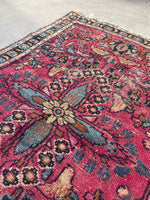 1'11 x 2'9 Antique Floral Berry Malayer Rug #2681 / 2x3 vintage rug - Blue Parakeet Rugs